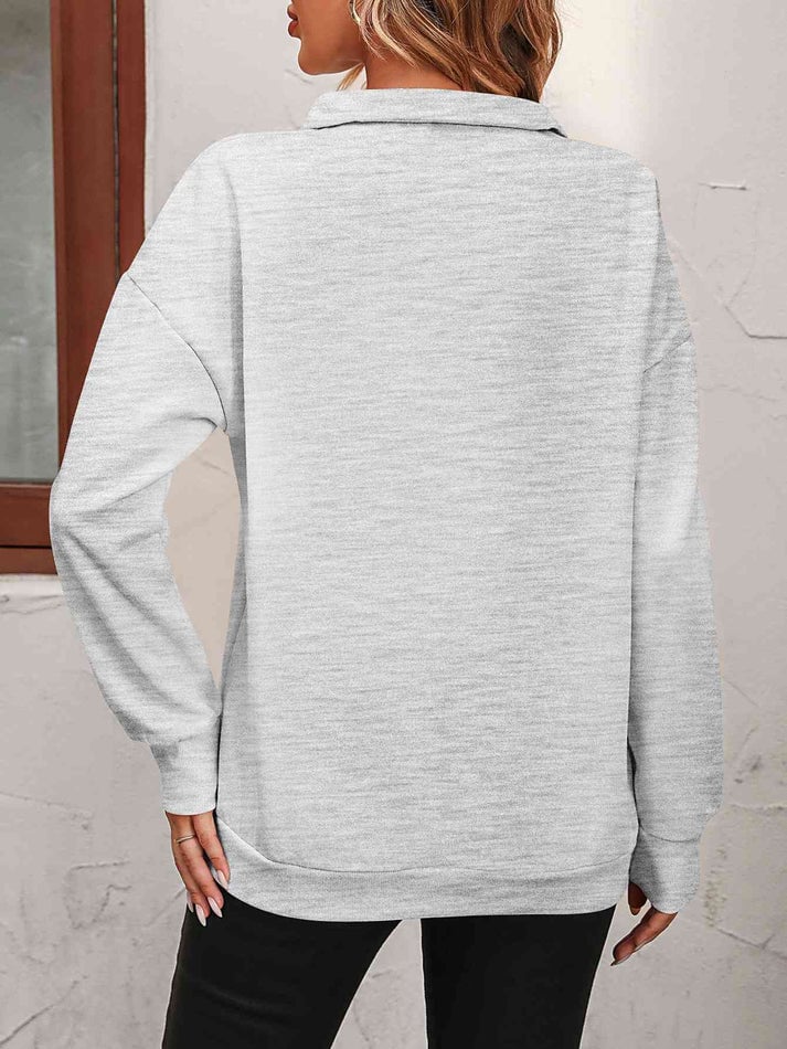 Sweat-shirt à Fermeture Éclair avec Épaules Tombantes