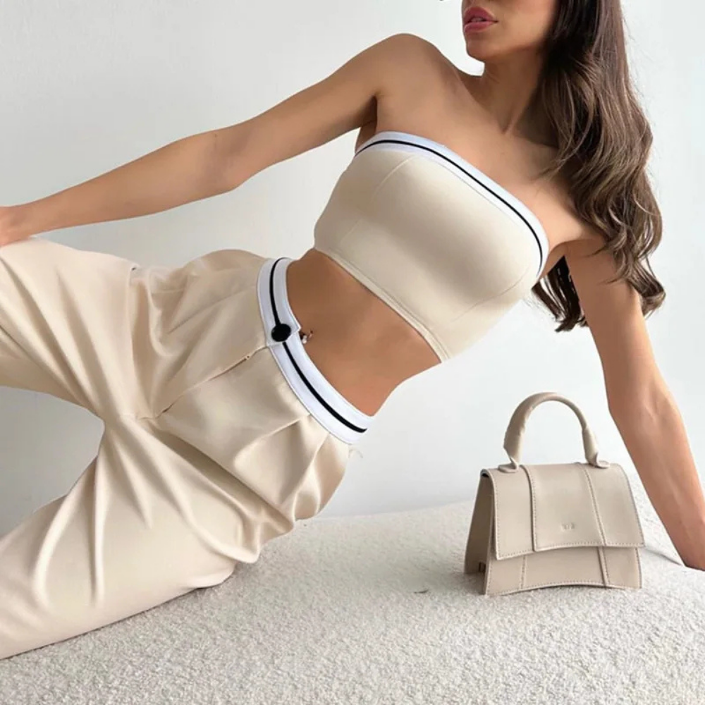 Zaira | Ensemble Deux Pièces Sport-Chic avec Haut Bandeau pour Femme