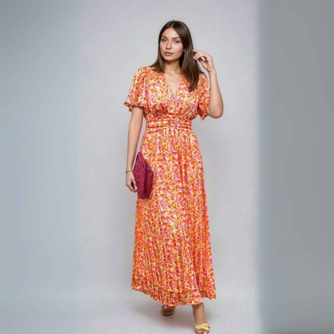 Pauline - Robe longue avec design floral