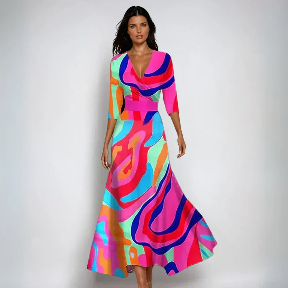 Emily | Robe à Noeud Fleuri Élégante