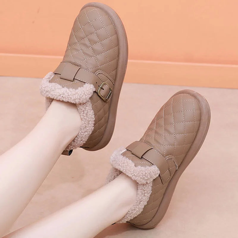 🔥 Promotion -60% Pantoufles d'hiver en cuir pour femme