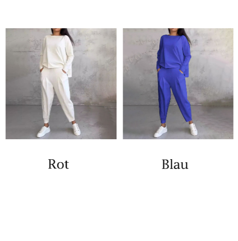 Ensemble 2 pièces à manches longues avec col rond et pantalon