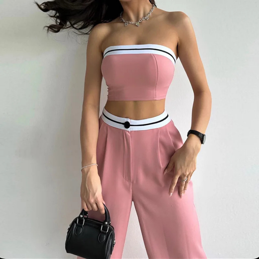Zaira | Ensemble Deux Pièces Sport-Chic avec Haut Bandeau pour Femme
