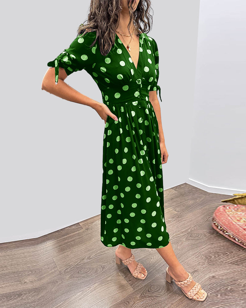 Mina™ | Vestito a Pois con Scollatura a V
