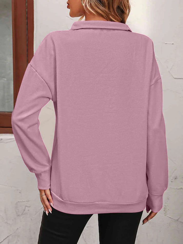 Sweat-shirt à Fermeture Éclair avec Épaules Tombantes