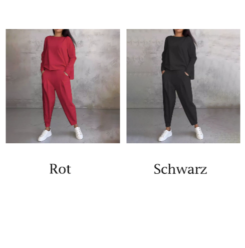 Ensemble 2 pièces à manches longues avec col rond et pantalon