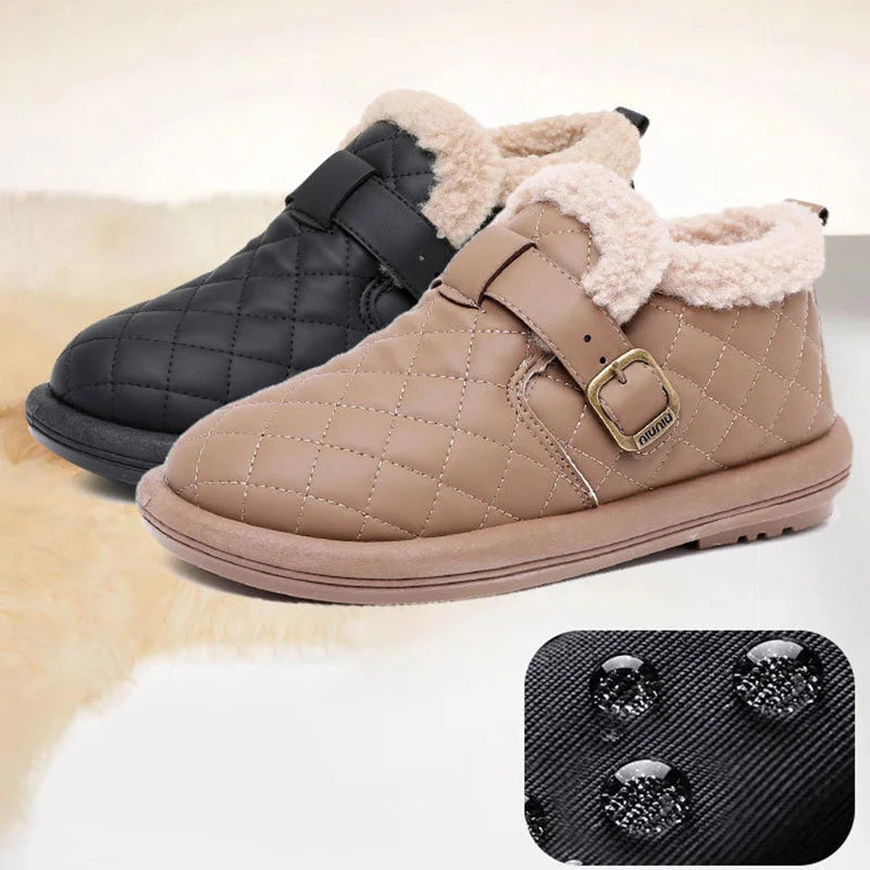 🔥 Promotion -60% Pantoufles d'hiver en cuir pour femme