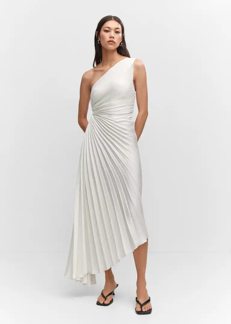 Billy Joan | Robe midi à épaules dénudées avec manchette transparente
