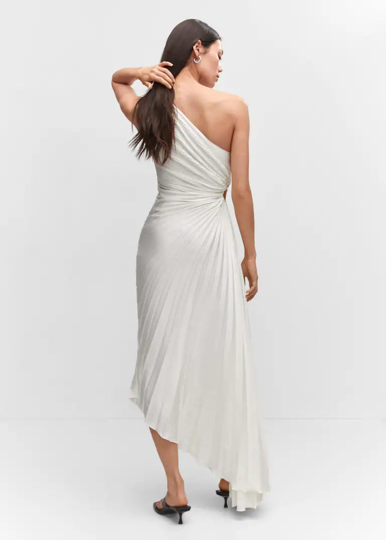 Billy Joan | Robe midi à épaules dénudées avec manchette transparente