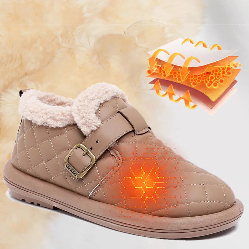 🔥 Promotion -60% Pantoufles d'hiver en cuir pour femme