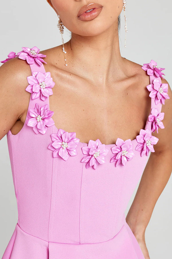 Cindy | Mini robe de soirée avec applications florales