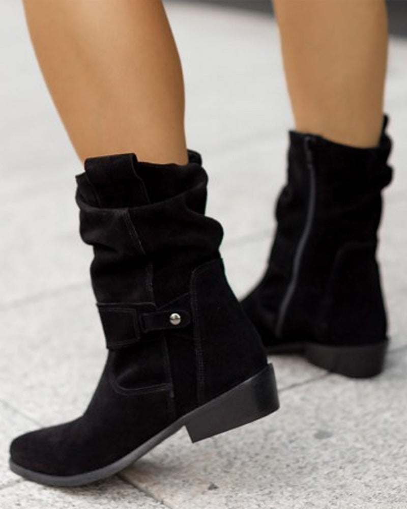 Xena | Bottines en daim à talon bas avec fermeture zippée confort pour femme