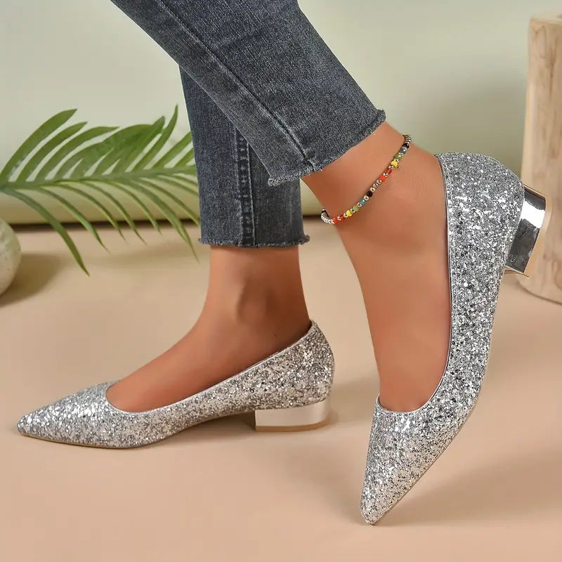Xitlaly | Ballerines Élégantes à Paillettes Pointues avec Semelle Rembourrée pour Femme
