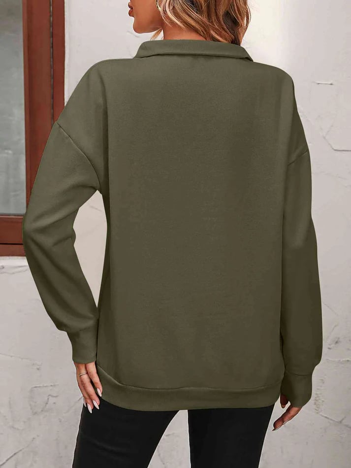 Sweat-shirt à Fermeture Éclair avec Épaules Tombantes