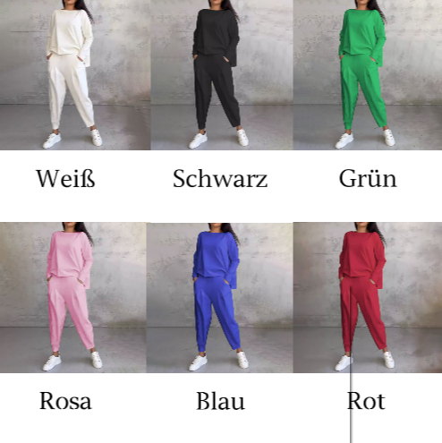Ensemble 2 pièces à manches longues avec col rond et pantalon