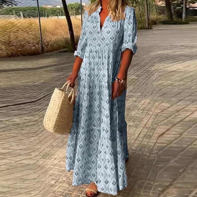 ALEXIS - Robe décontractée à manches longues et décolleté en V