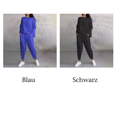 Ensemble 2 pièces à manches longues avec col rond et pantalon