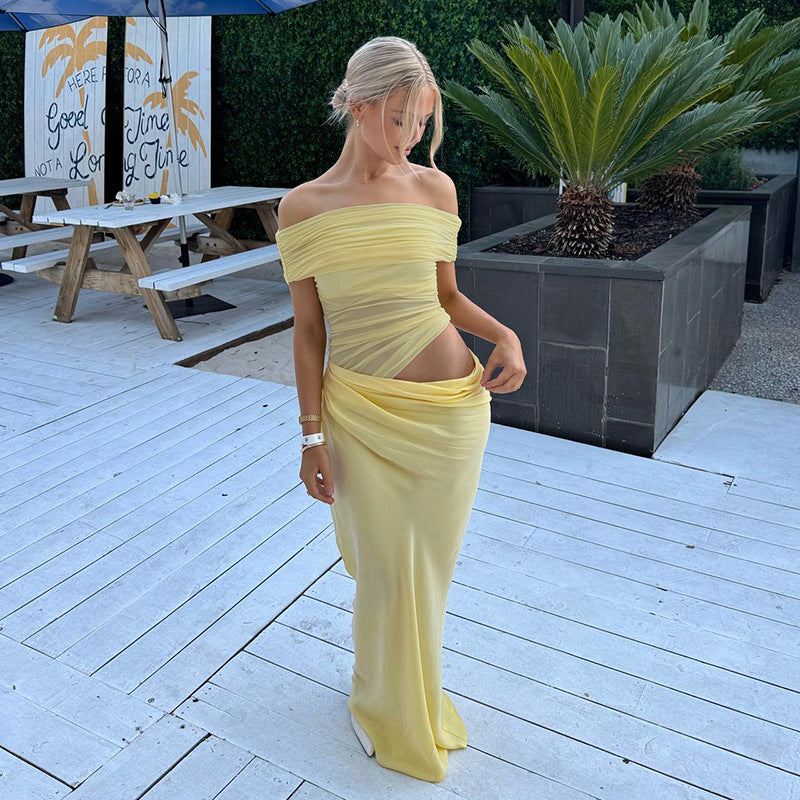 Maisy | Robe Maxi en Maille à Épaules Dénudées
