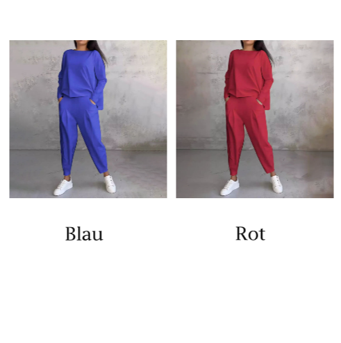Ensemble 2 pièces à manches longues avec col rond et pantalon
