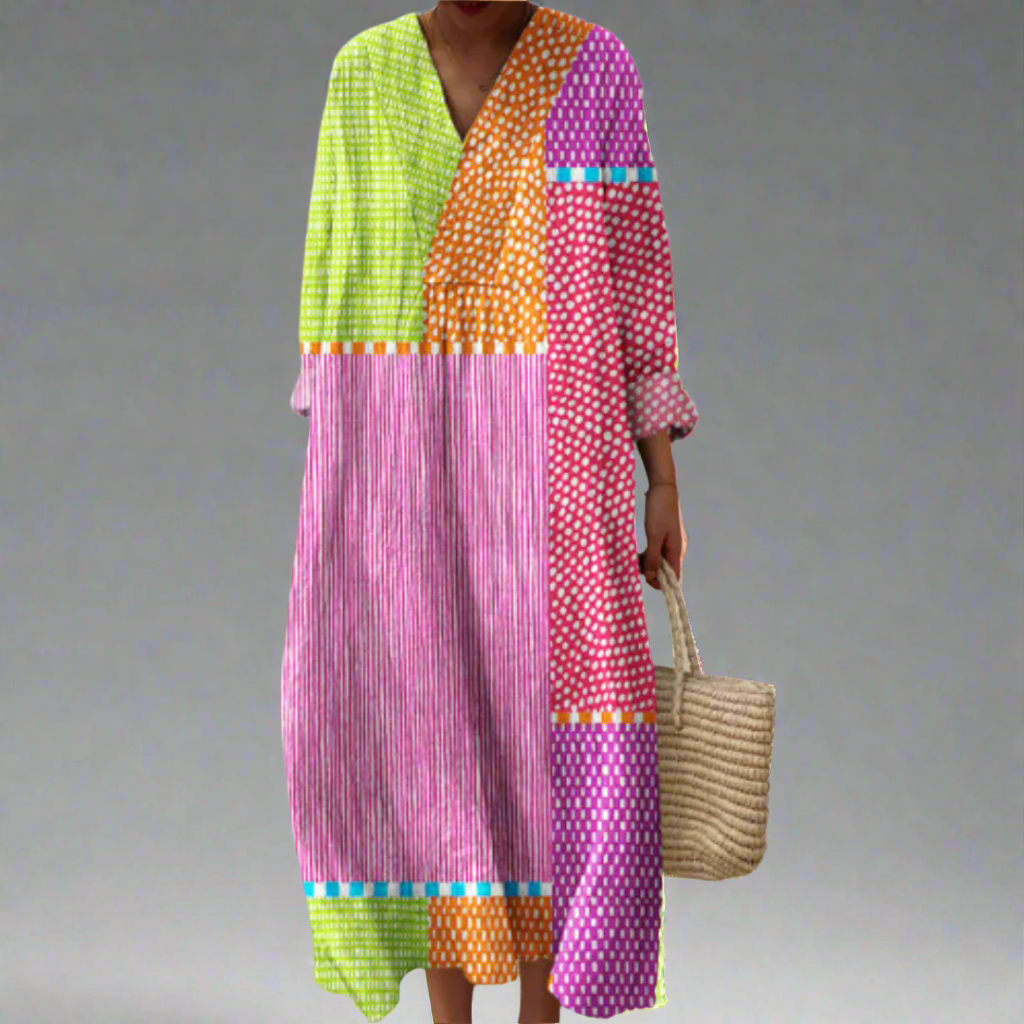 Robe maxi en patchwork à pois Ruby