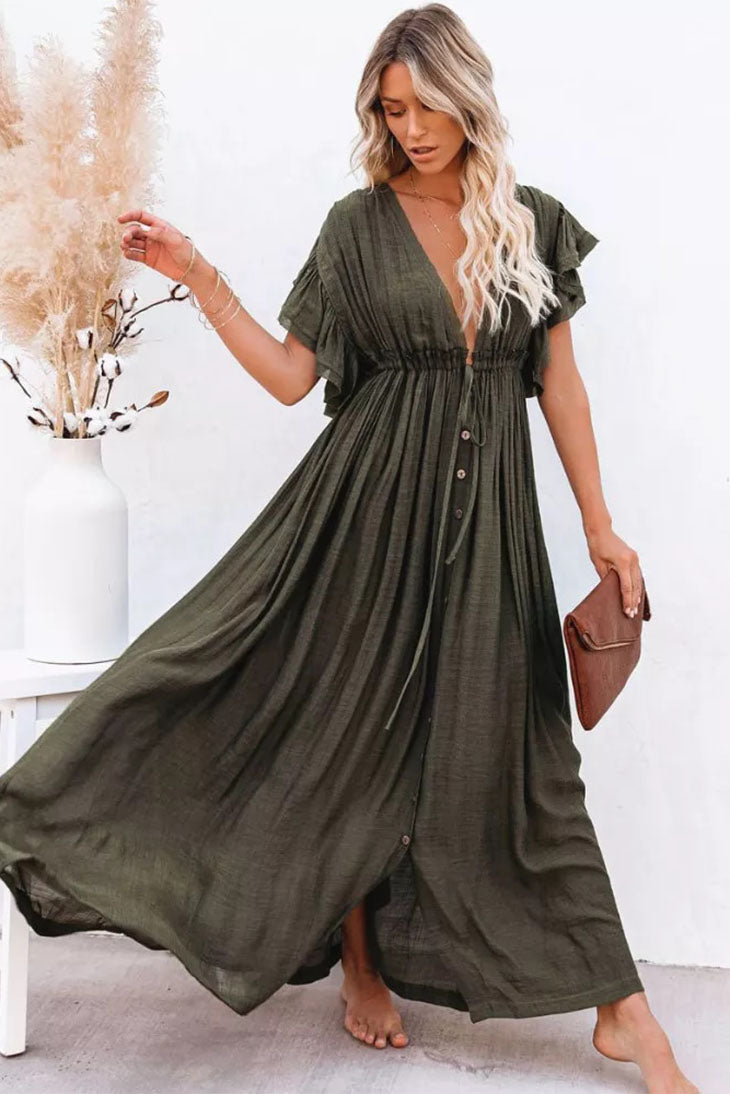 TALIA – Robe Longue Bohème Terracotta Fluide et Élégante