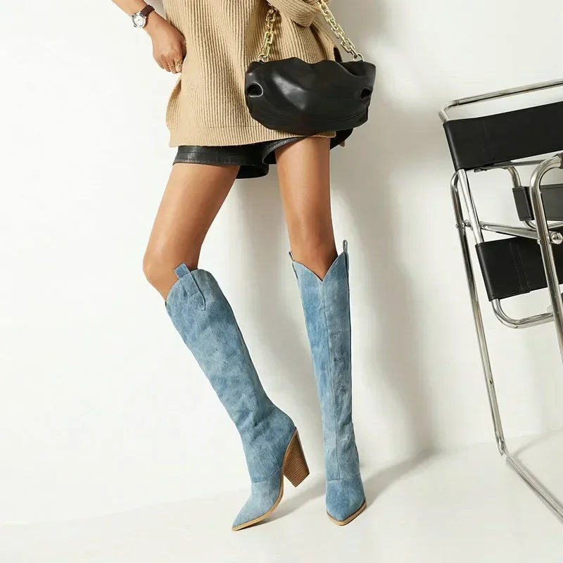 Bottes longues en jean de luxe