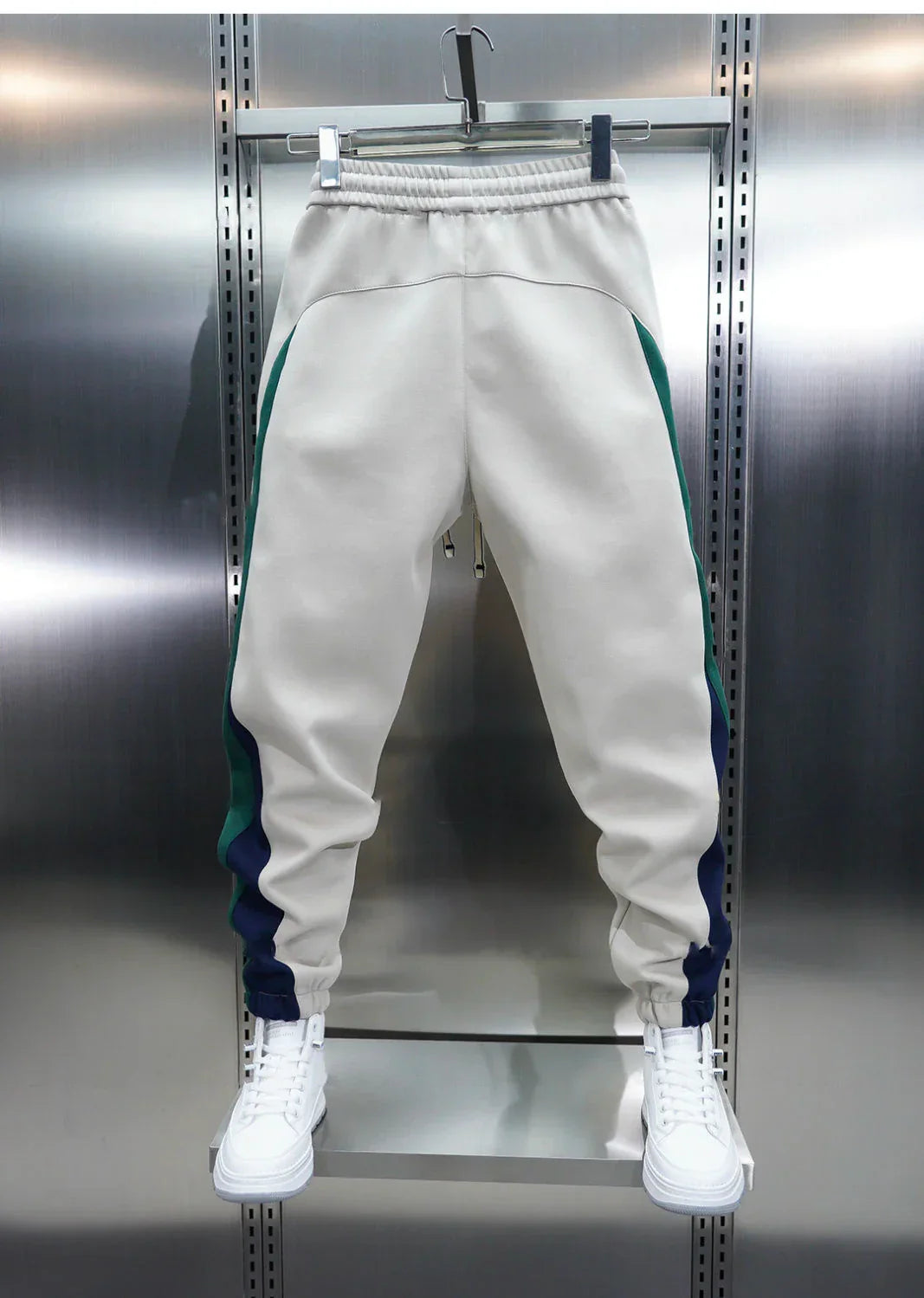 Pantaloni alla Moda con Rigature a Contrasto