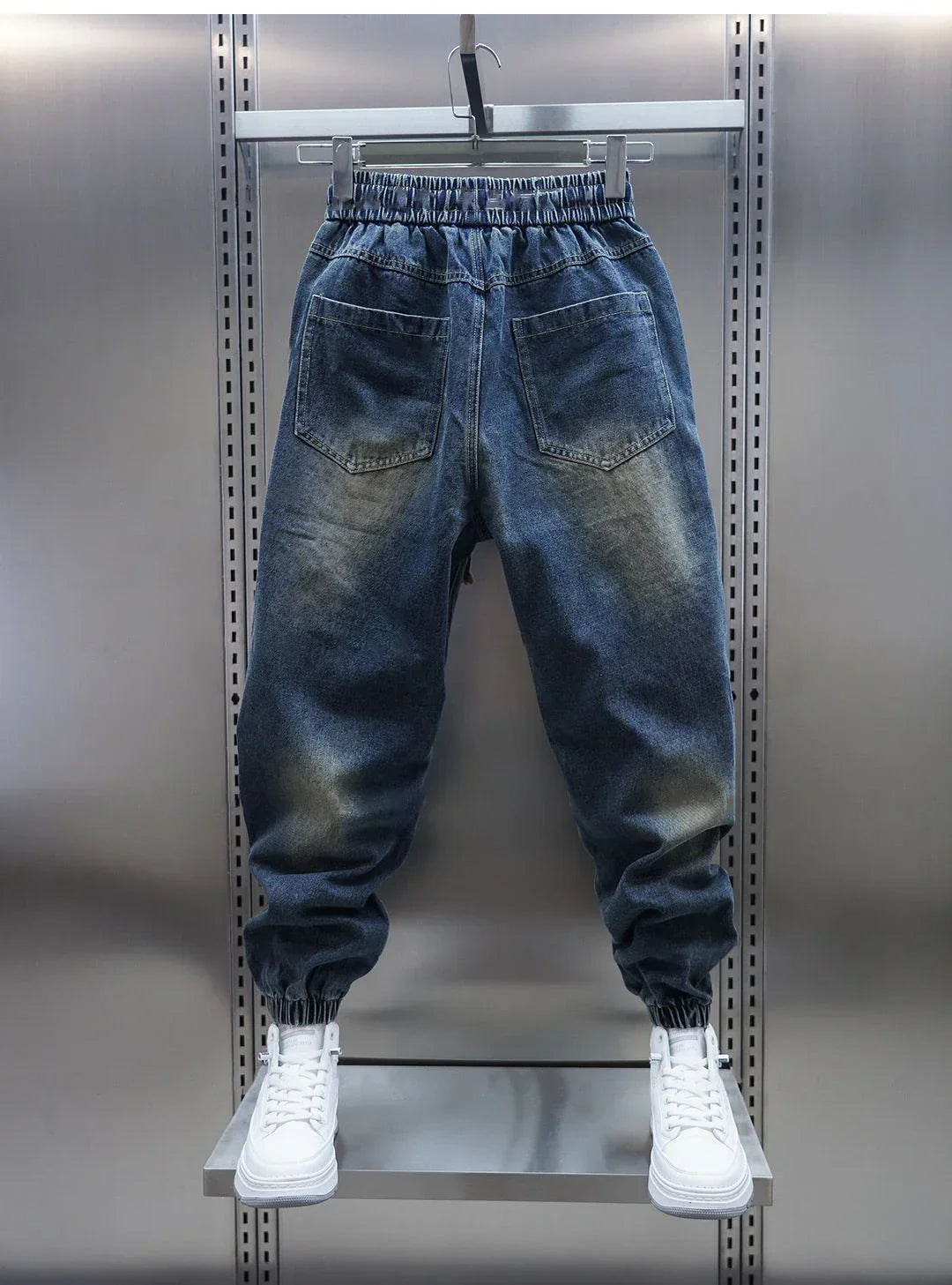 Pantaloni Baggy in Denim con Vita Regolabile