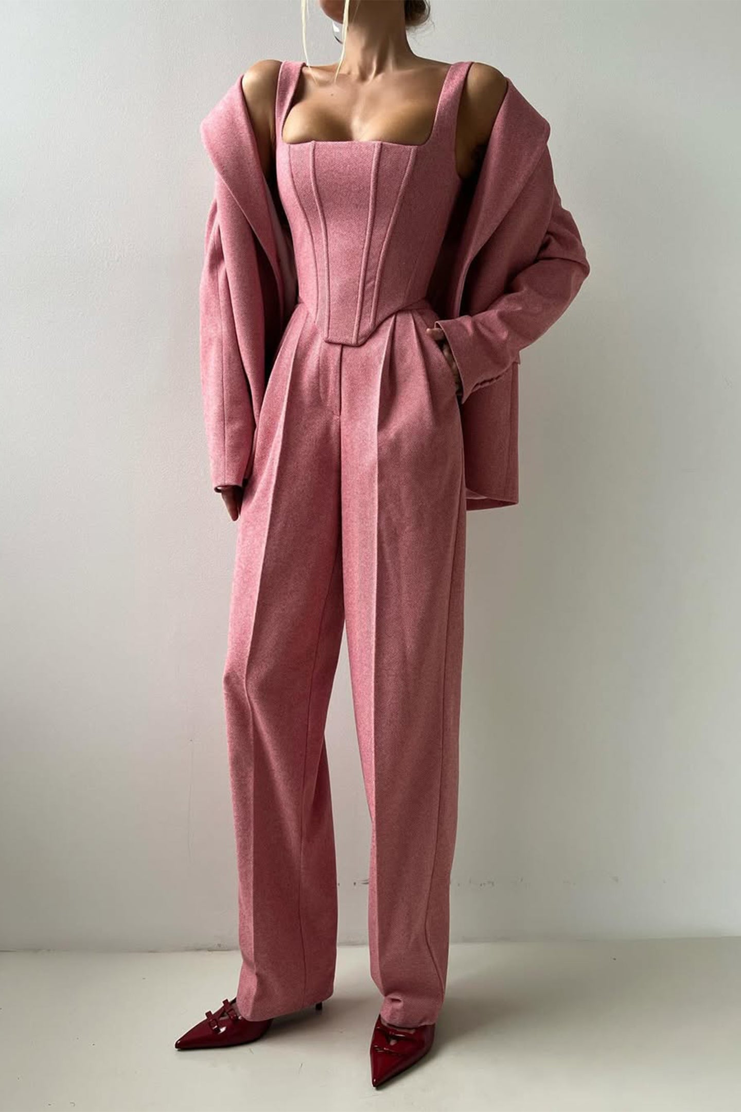 Dolce™ - Ensemble en trois pièces avec blazer à double rangée
