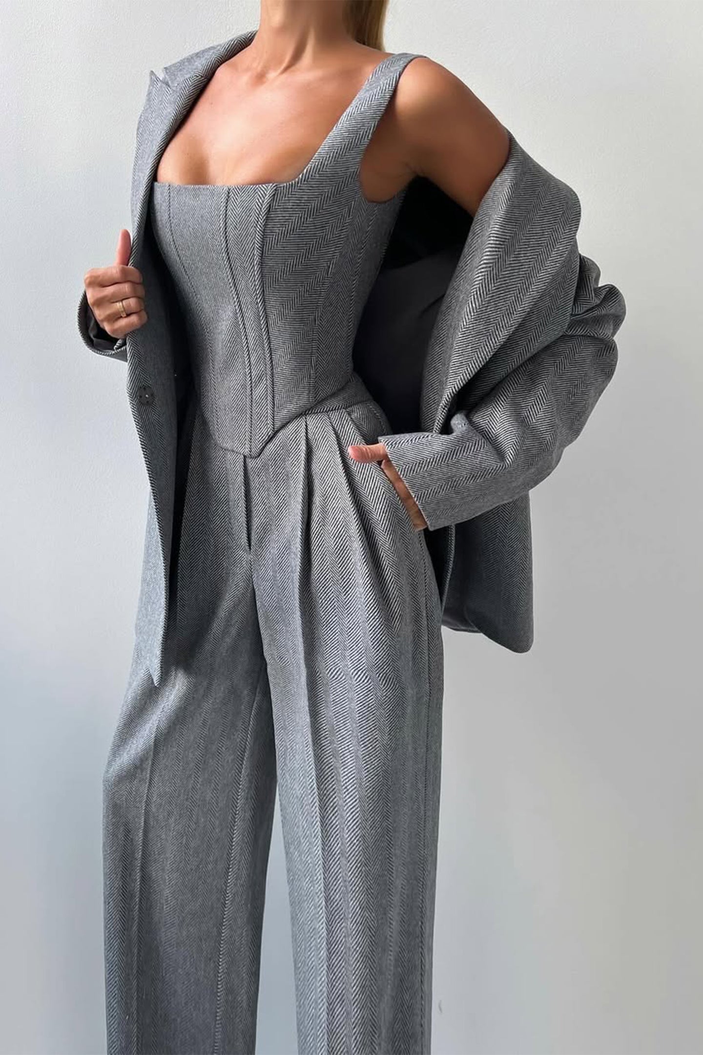 Dolce™ - Ensemble en trois pièces avec blazer à double rangée