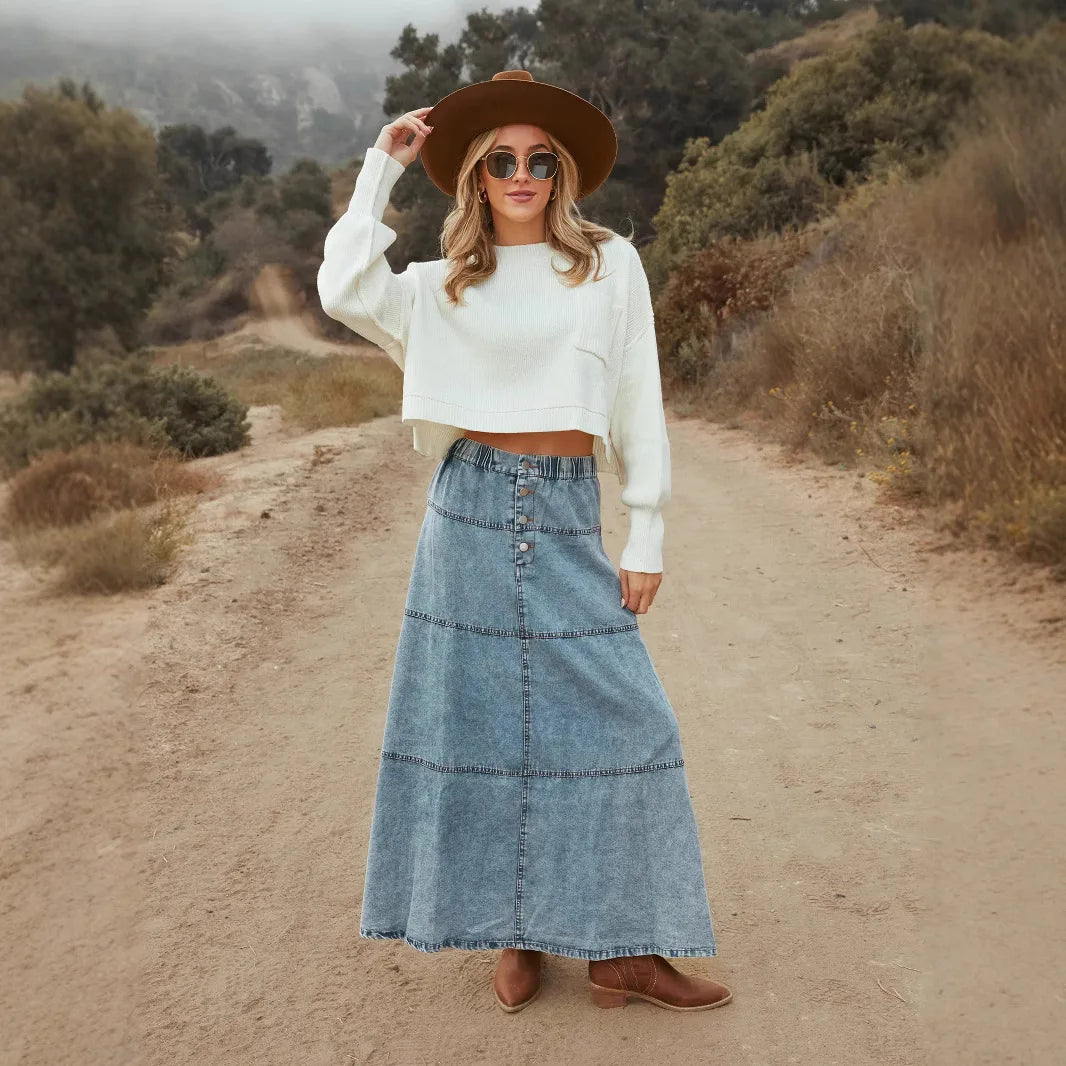 Jupe Maxi en Jean Boho