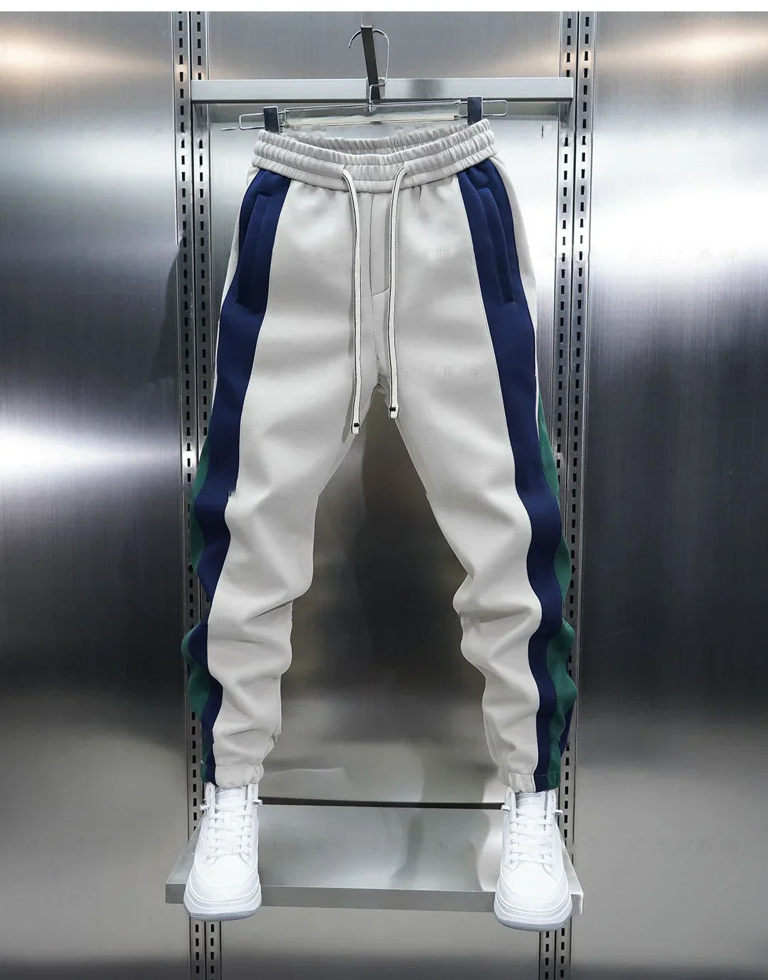 Pantaloni alla Moda con Rigature a Contrasto