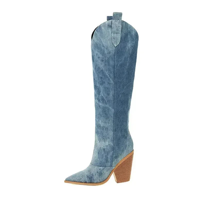 Bottes longues en jean de luxe