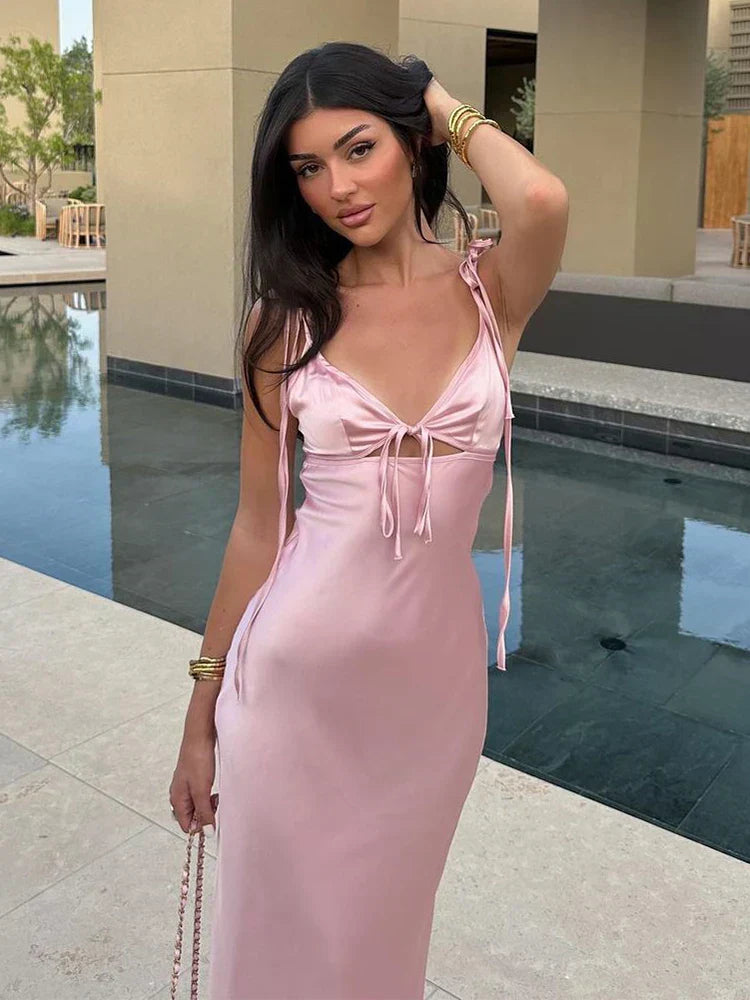 Bellamy | Robe longue en satin sans manches