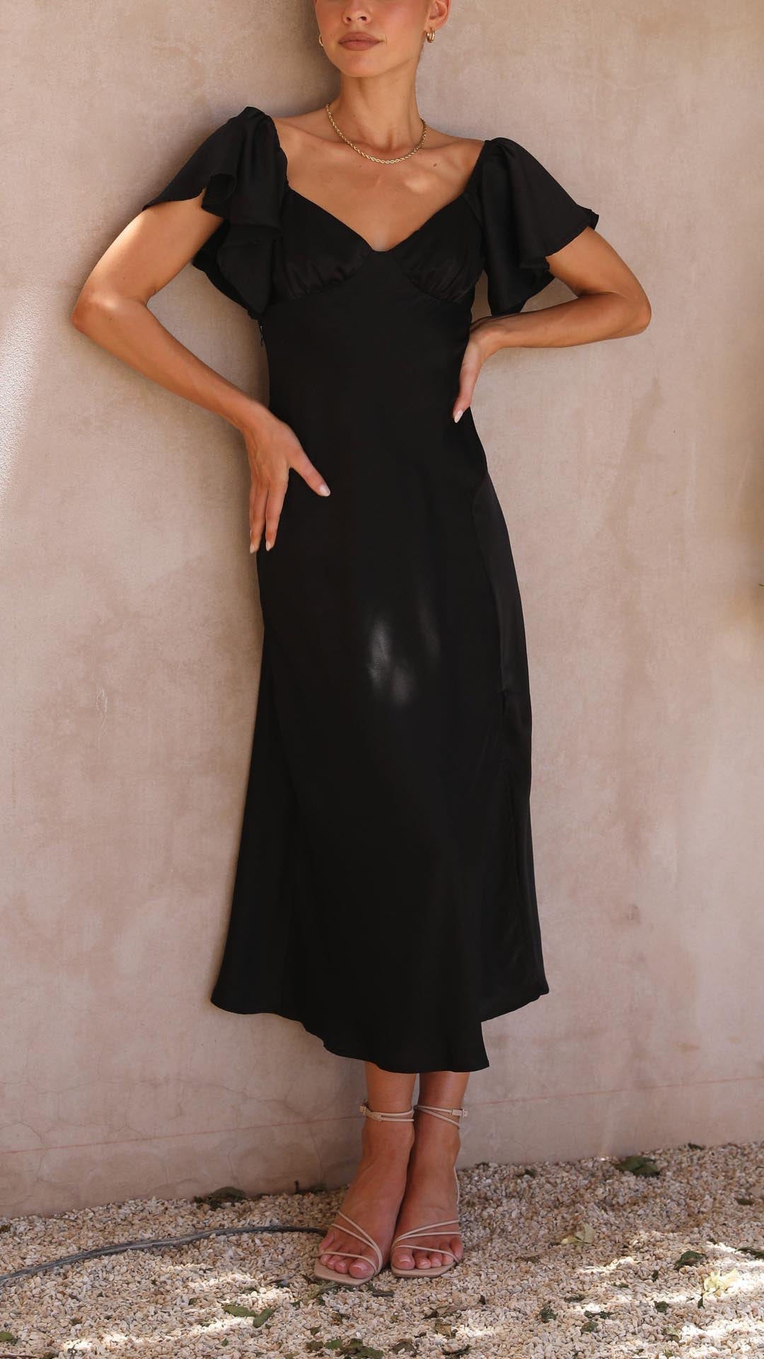 Nalani | Robe longue à volants avec bretelles sans épaules