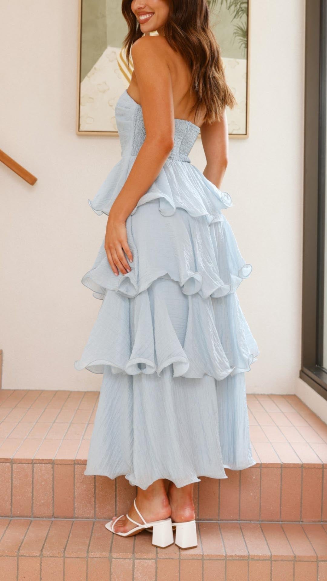 Kate | Robe longue maxi à volants en couches