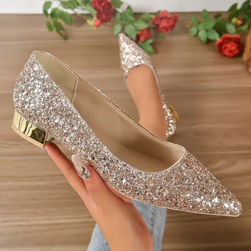 Xitlaly | Ballerines Élégantes à Paillettes Pointues avec Semelle Rembourrée pour Femme
