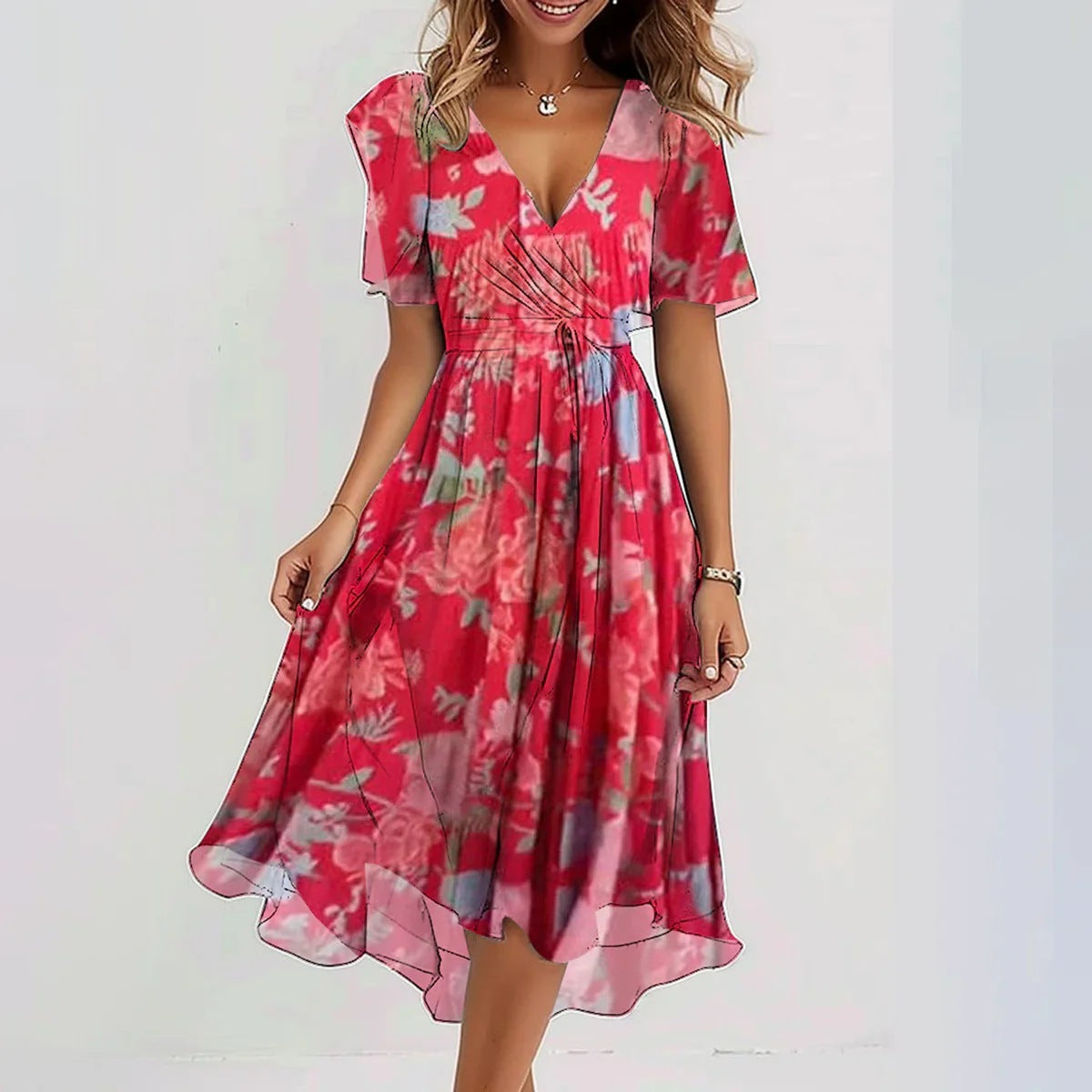 Lina™ | Robe élégante à manches courtes