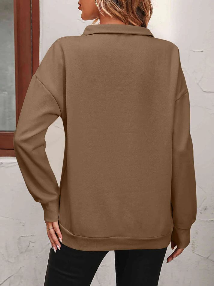 Sweat-shirt à Fermeture Éclair avec Épaules Tombantes