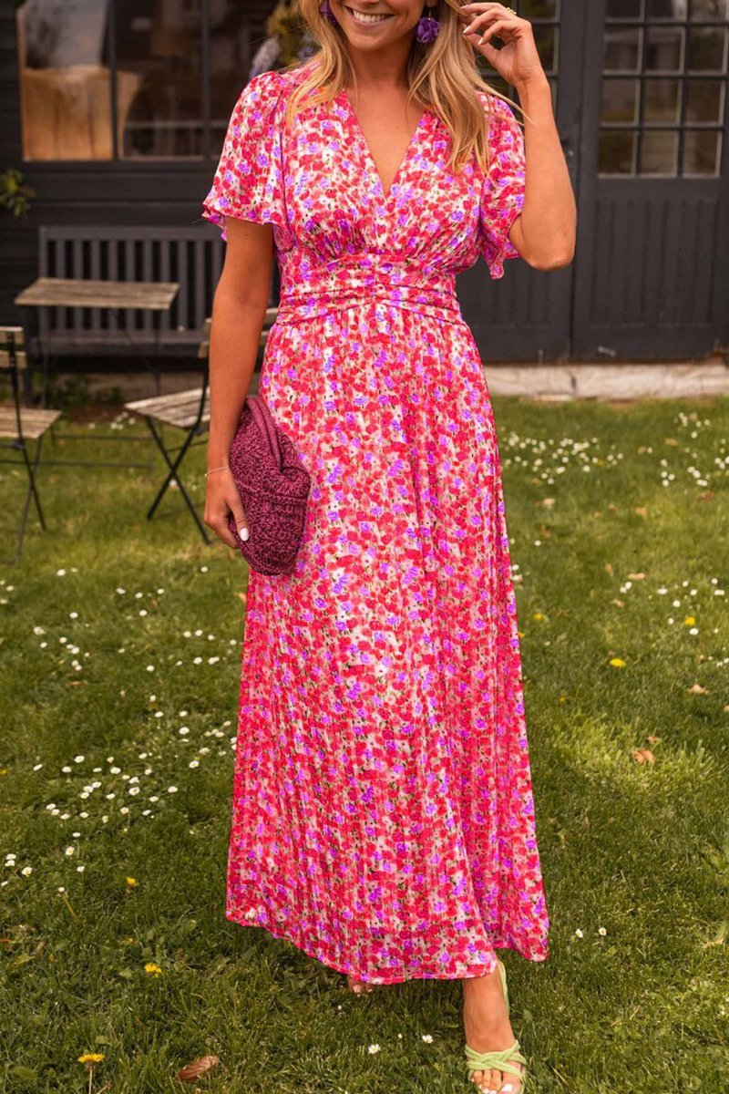 Pauline - Robe longue avec design floral