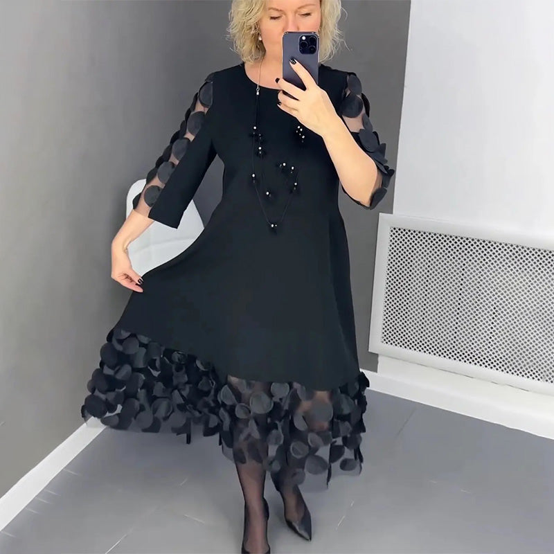 Robe demie | Robe midi avec décoration à pois