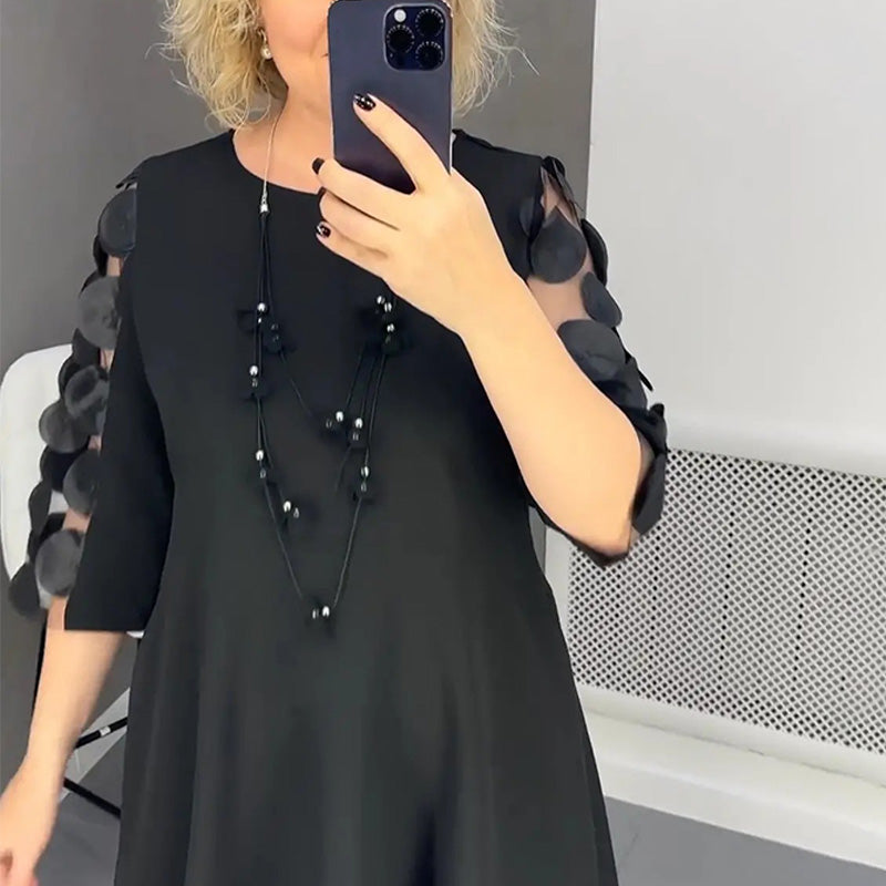 Robe demie | Robe midi avec décoration à pois