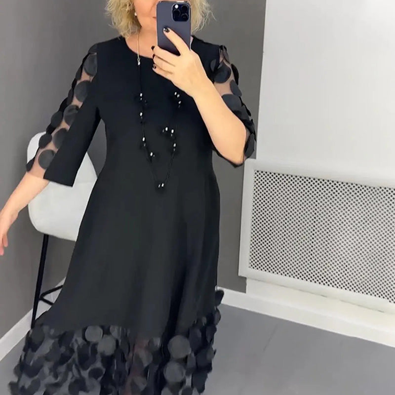 Robe demie | Robe midi avec décoration à pois