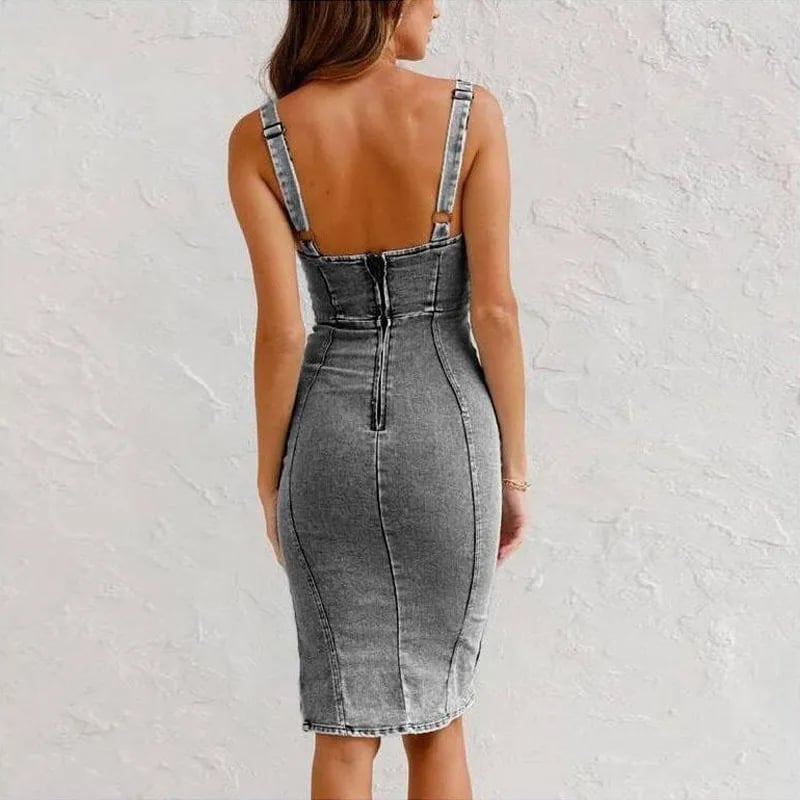 Mona | Robe en jean à bretelles