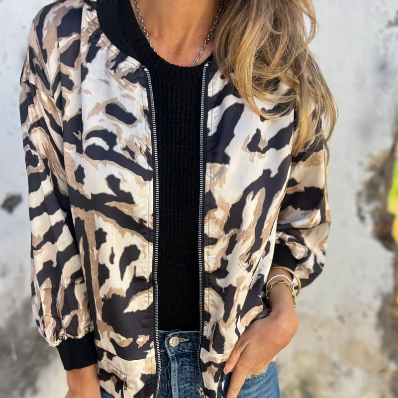 Zelda™ | Giacca Bomber con Zip e Stampa Zebra