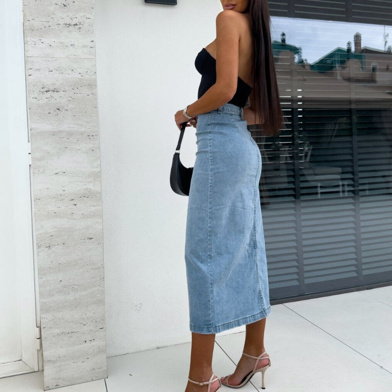 Chiara | Robe chemise en jean vintage et moderne