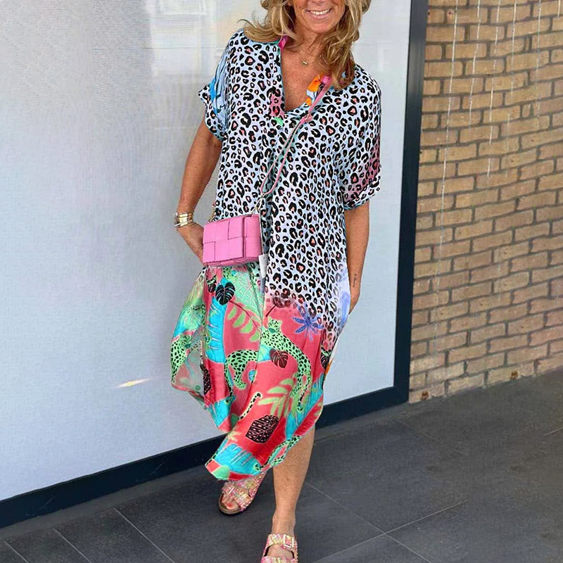 👗Élisabeth™ | Robe d'été fluide à imprimé éclatant et col en V