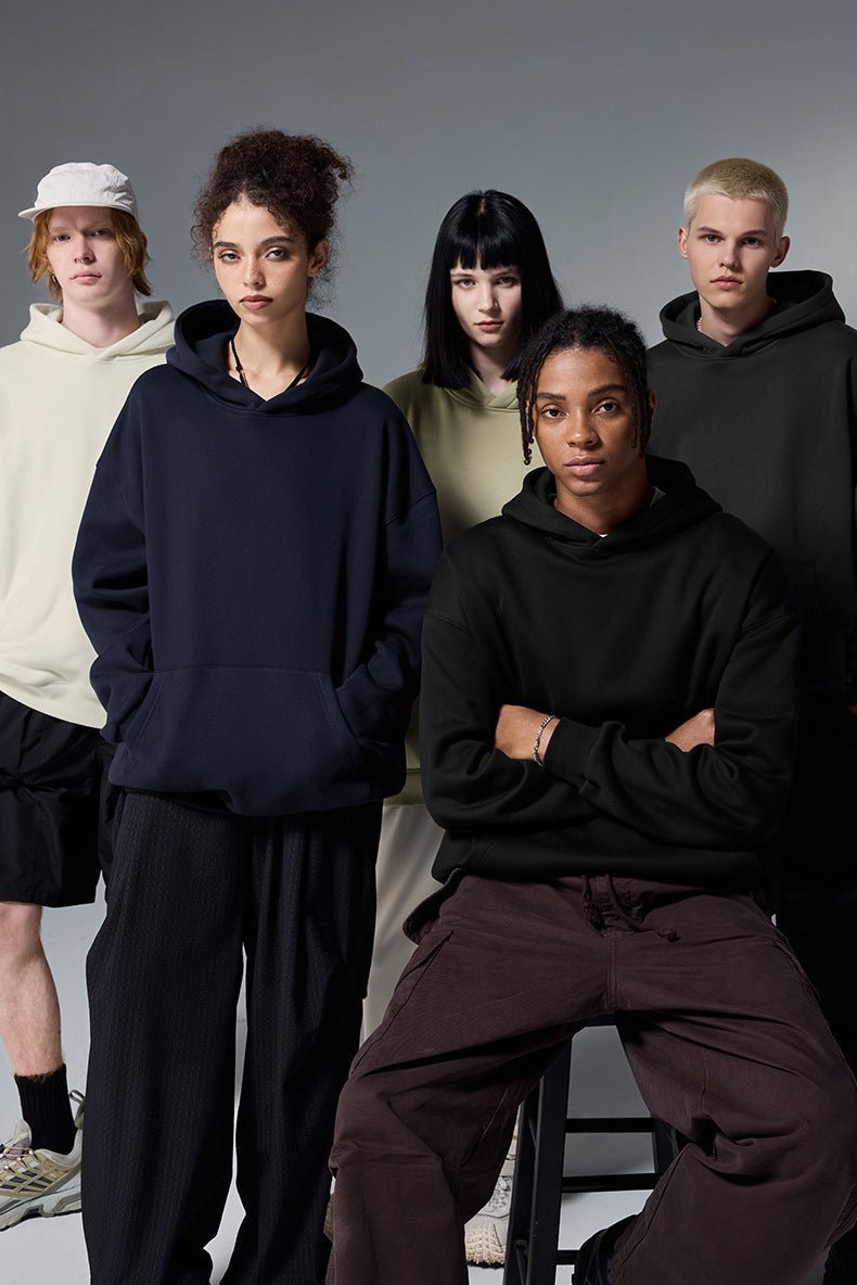 Sweat à capuche en polaire classique et minimaliste de qualité supérieure, vêtements thermiques unisexes en velours chaud pour toutes les saisons