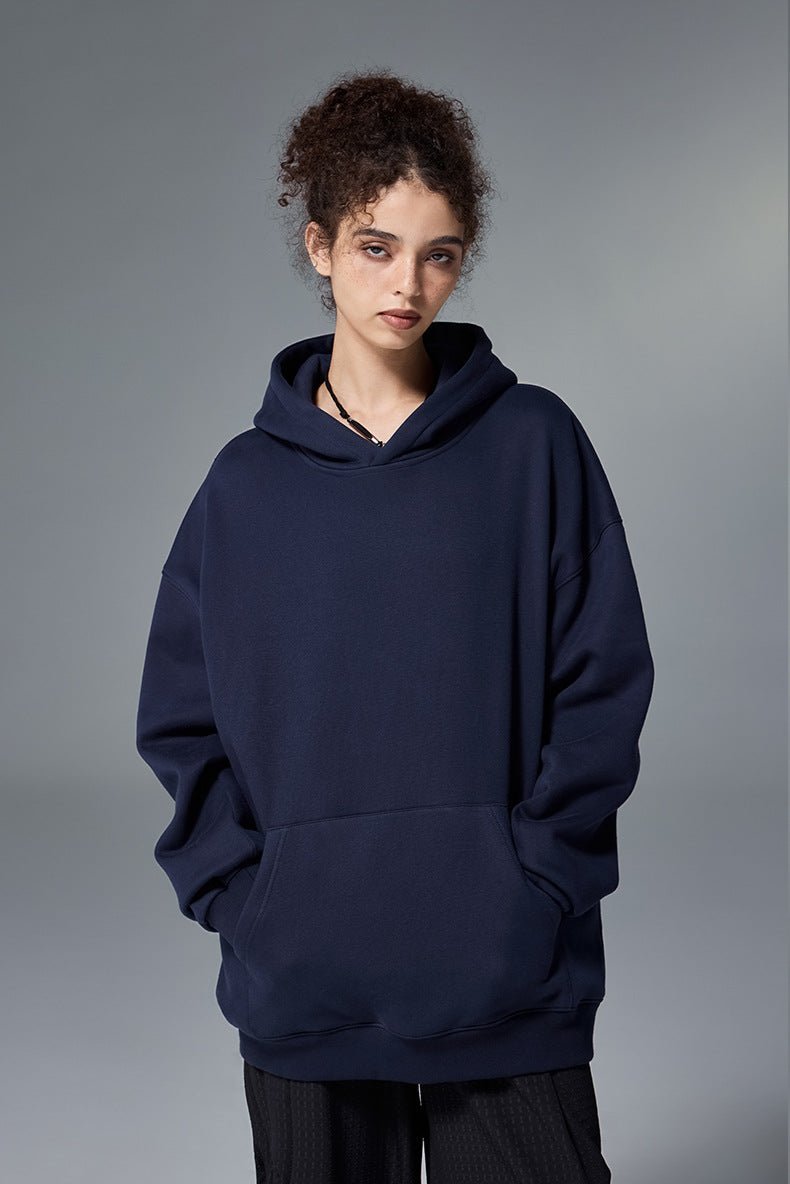 Sweat à capuche en polaire classique et minimaliste de qualité supérieure, vêtements thermiques unisexes en velours chaud pour toutes les saisons