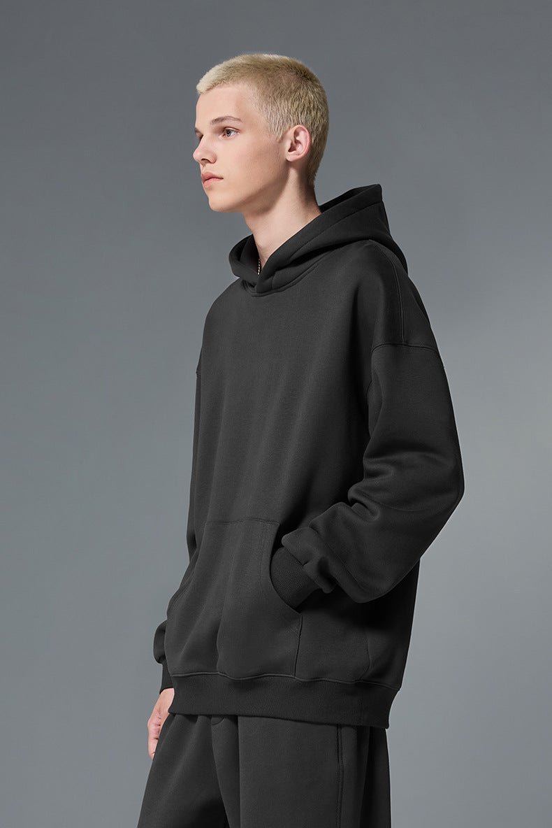 Sweat à capuche en polaire classique et minimaliste de qualité supérieure, vêtements thermiques unisexes en velours chaud pour toutes les saisons